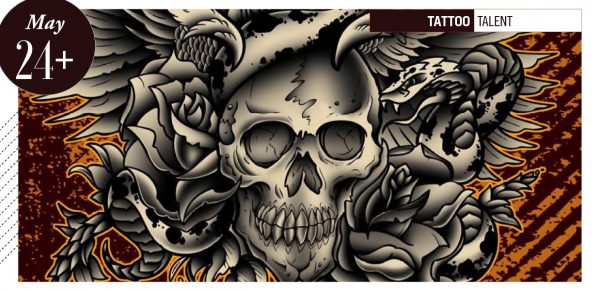 skull with wings tattoo graphic