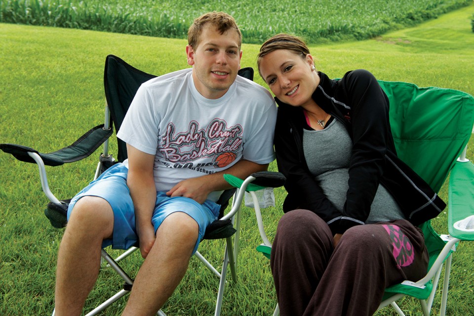 Nick and Elizabeth Bullington on a family camping trip outside the Amana Colonies in Iowa before the birth of son Reese.