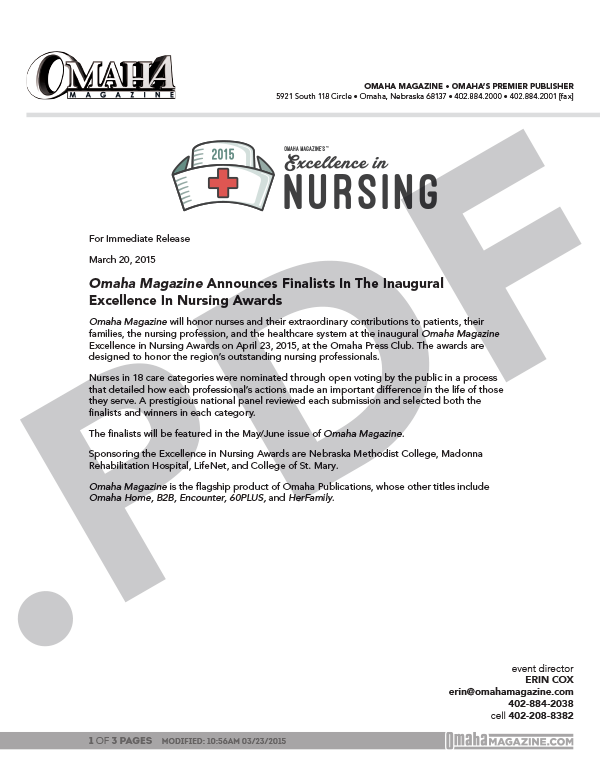 Excellence in Nursing Press Release 2015_Web