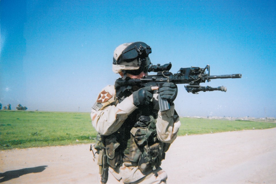 Jacob age 20 ready for action in Fallujah Iraq 2004 Photo provided by Jacob Hausman