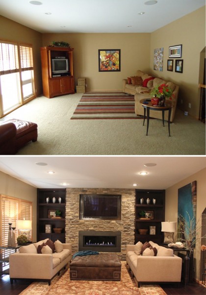 Before & After of the Great Room.