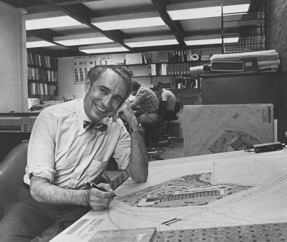 Don Polsky at his drafting desk.